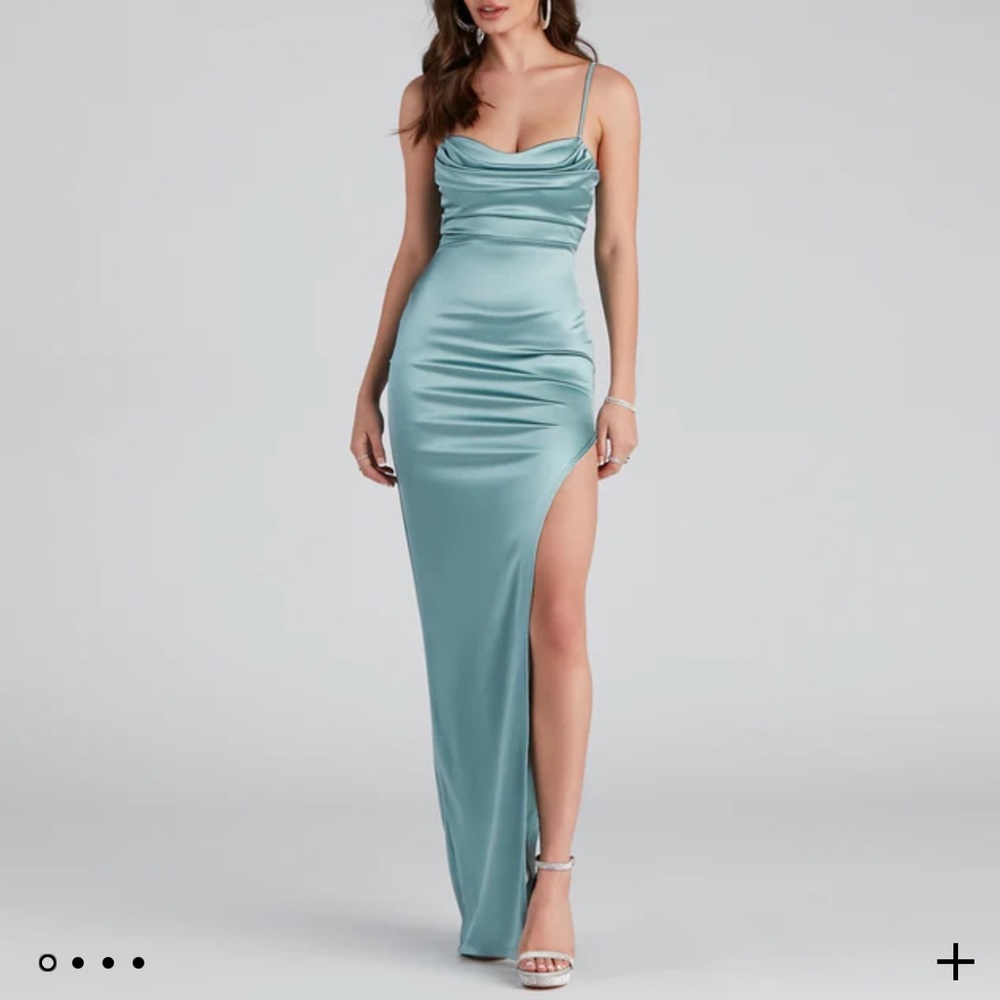 Windsor Lola spaghetti strap satin gown